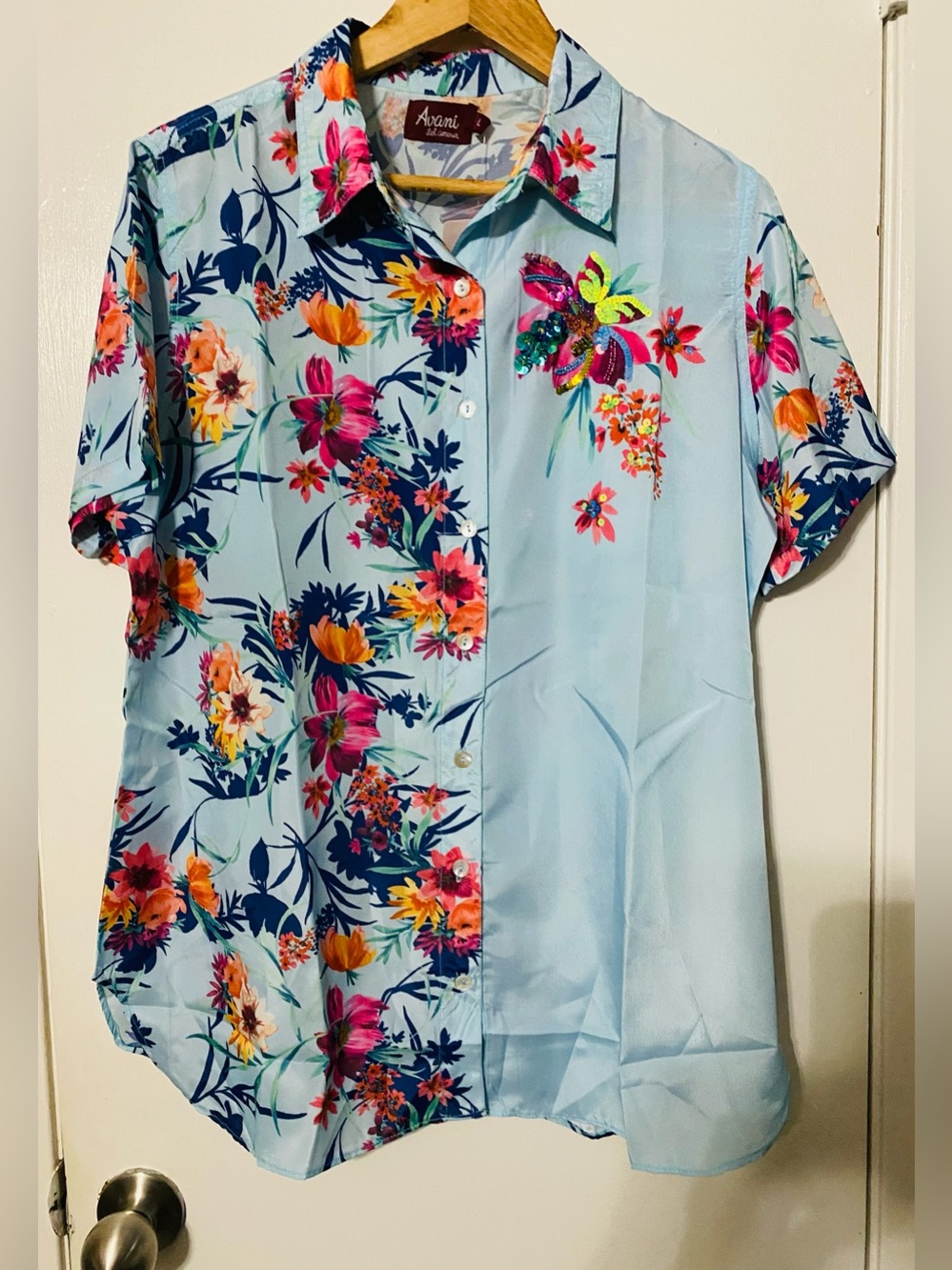 Avani Del Amour Light Blue Tropical Short-Sleeve made in France